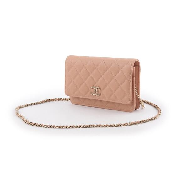 Chanel 23P Beige Caviar Wallet On Chain WOC Gold CC Logo Shoulder Crossbody Bag - Picture 6 of 15